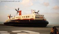 The last days of the SRN4 cross-channel service with Hoverspeed - The Princess Anne (GH-2006) ready to depart Calais hoverport (Thomas Loomes).